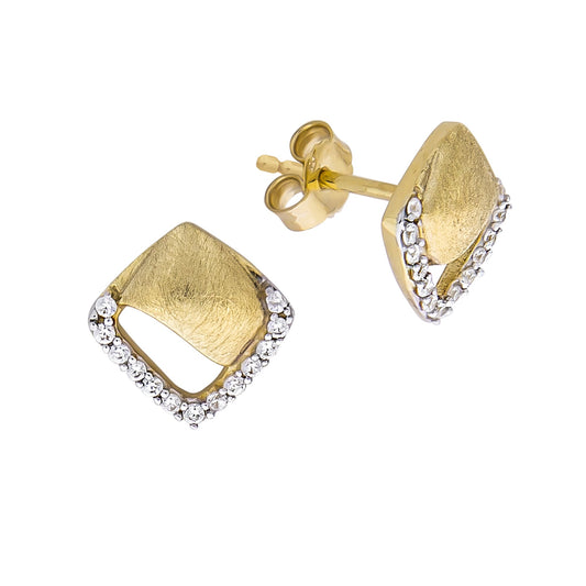 Fascination by Ellen K. Ohrstecker 585 Gold gelb zweifarbig mattiert mit Zirkonia