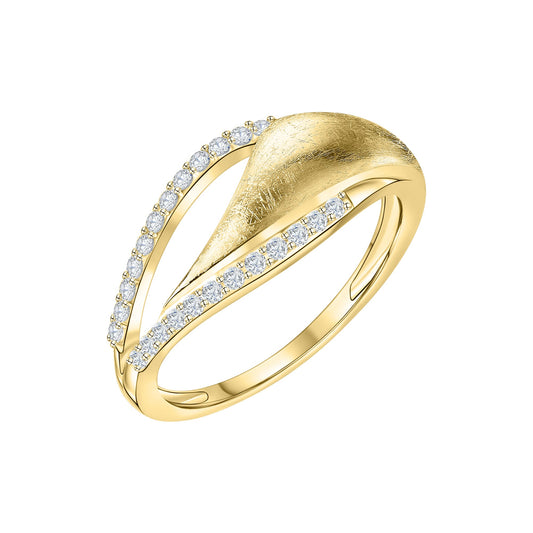 Fascination by Ellen K. - Damen-Ring 585 Gold zweifarbig mattiert mit 24 Zirkonia weiß