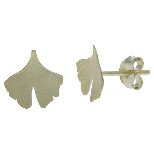 Ohrstecker Ginkgo aus 333/- Gelbgold mit den Maßen 9,5x9,5mm und mattierter Oberfläche