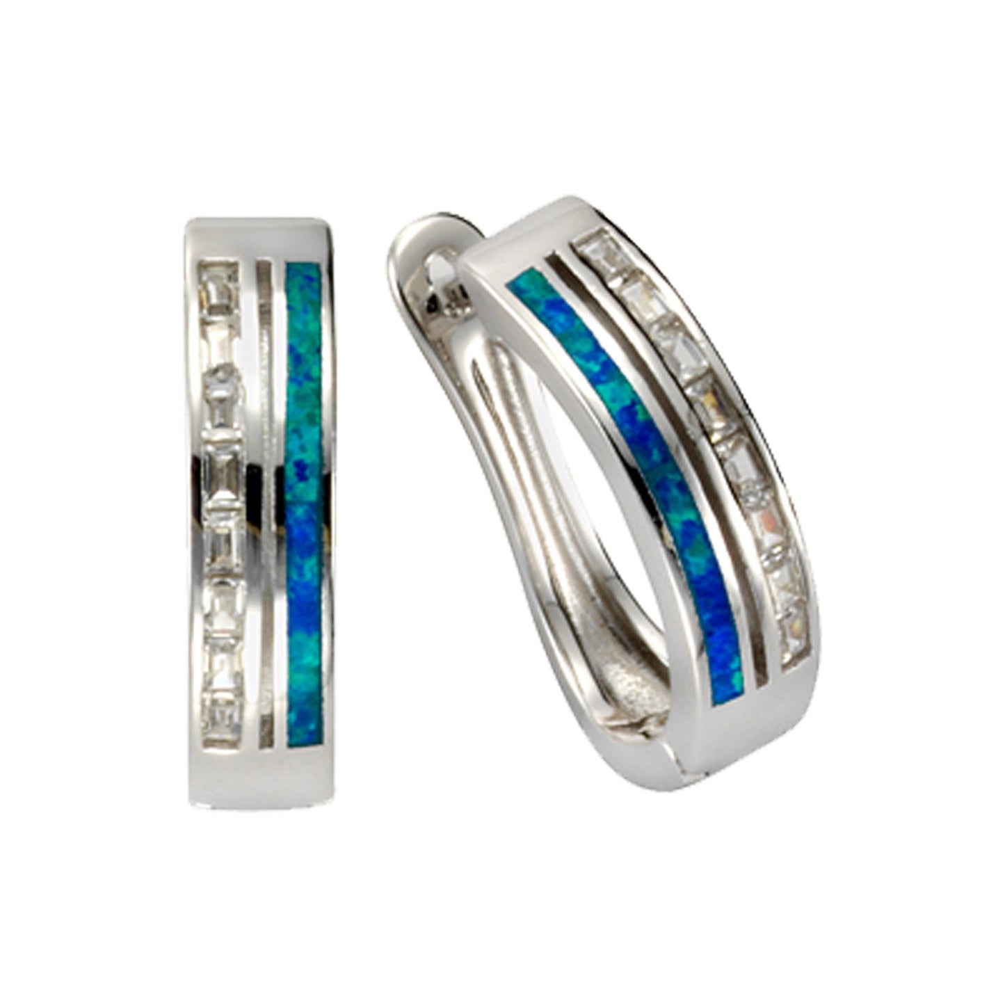 Creolen 925/- Sterling Silber rhodiniert 2,0cm Opal