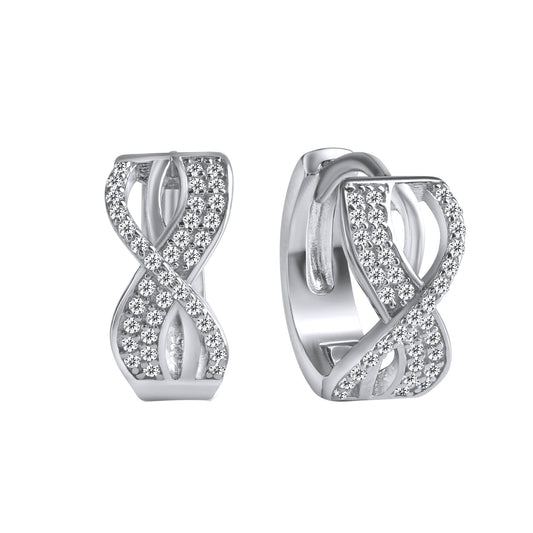 Klappcreolen aus 925/- Sterling Silber rhodiniert mit je 36 weißen Zirkonia-Steinen und 1,7cm Durchmesser