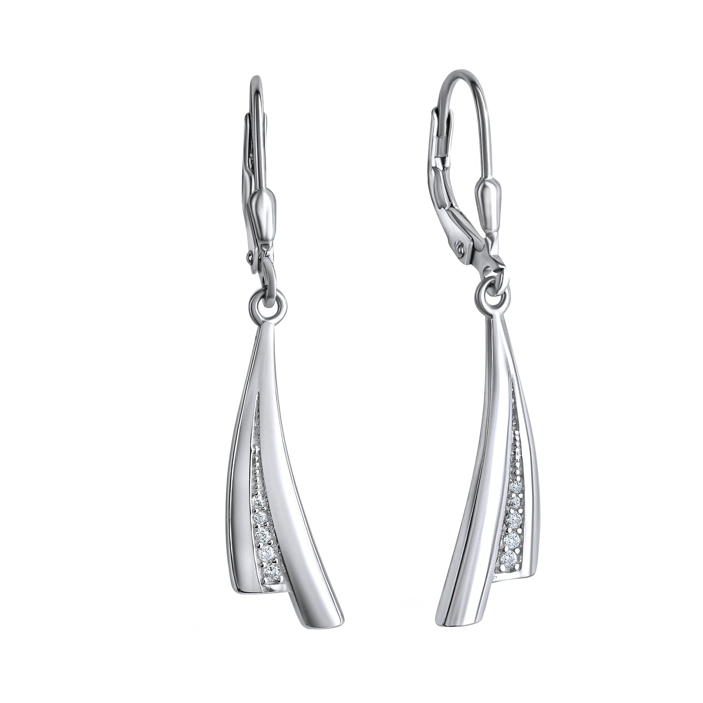 Ohrhänger 925/- Sterling Silber rhodiniert 3,8cm Zirkonia