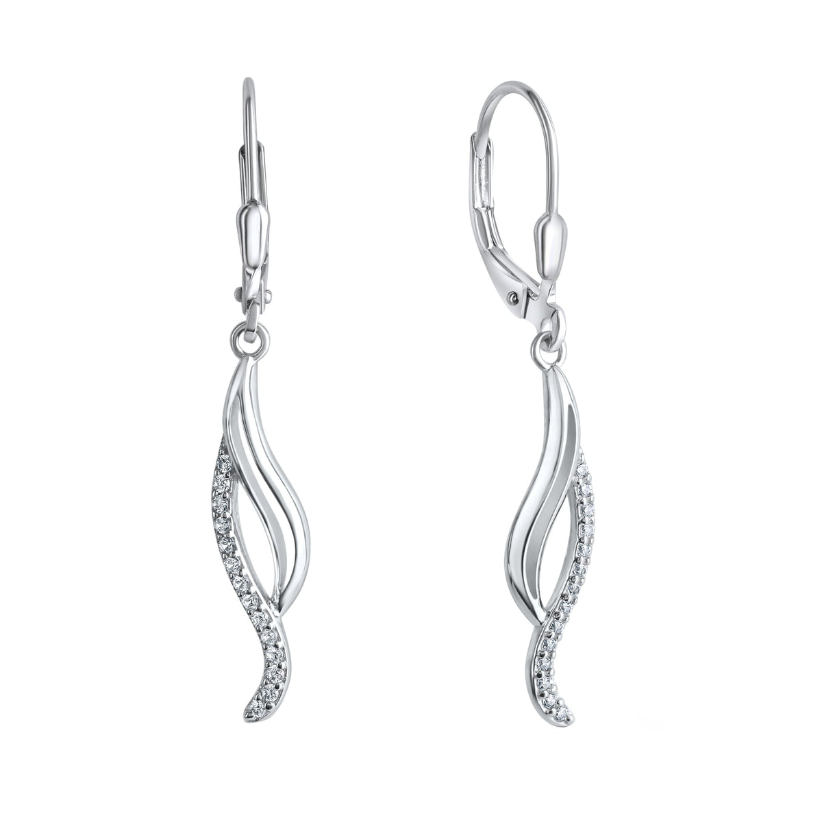 Ohrhänger 925/- Sterling Silber rhodiniert 3,9cm Zirkonia