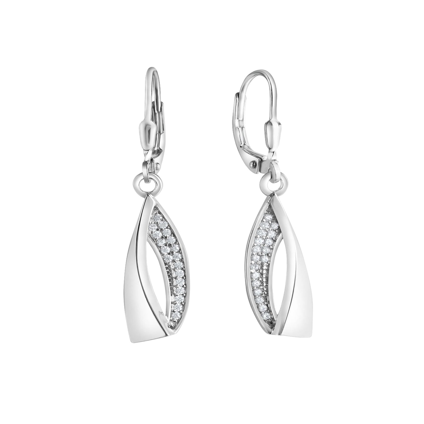 Ohrhänger 925/- Sterling Silber rhodiniert 3,5cm Zirkonia