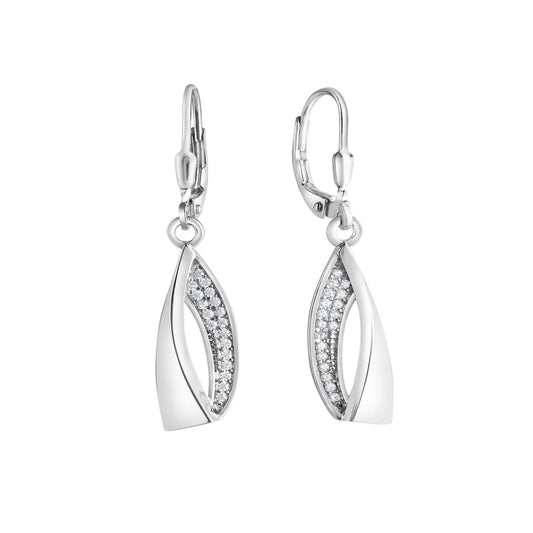 Ohrhänger 925/- Sterling Silber rhodiniert mit 36 weißen Zirkonia-Steinen
