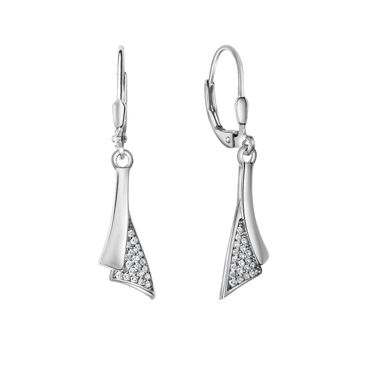 Ohrhänger 925/- Sterling Silber rhodiniert mit 42 weißen Zirkonia-Steinen