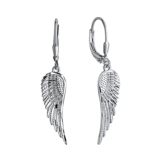 Ohrhänger 925/- Sterling Silber rhodiniert und diamantiert Engelsflügel
