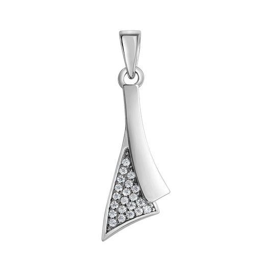 Anhänger aus 925/- Sterling Silber rhodiniert mit 21 Zirkonia und 3,0 cm Länge