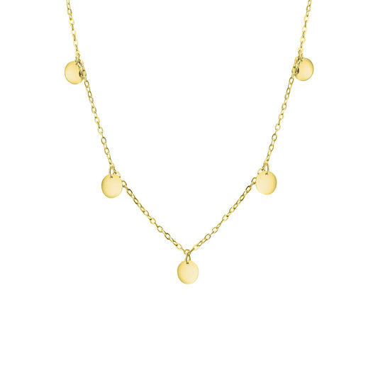 Collier aus 925 Sterling Silber vergoldet mit 5 Plättchen glanz