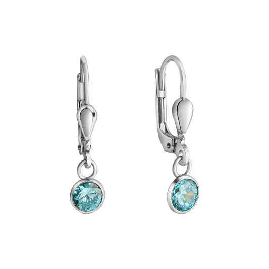 Ohrhänger aus 925 Sterling Silber rhodiniert mit Zirkonia hellblau