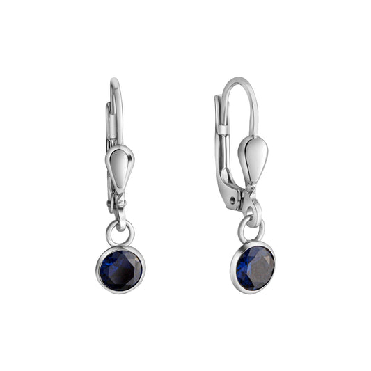 Damen-Ohrhänger aus 925 Sterling Silber rhodiniert mit Zirkonia dunkelblau