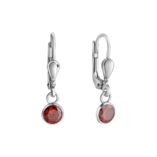 Ohrhänger aus 925 Sterling Silber rhodiniert mit Zirkonia rot