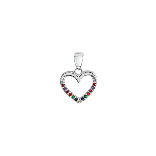Anhänger 925/- Sterling Silber rhodiniert Herz mit 13 Kristallen multicolor