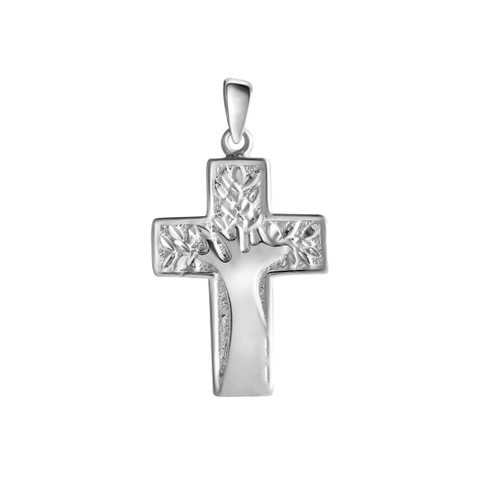 Anhänger Kreuz aus 925 Sterling Silber mit Motiv Lebensbaum