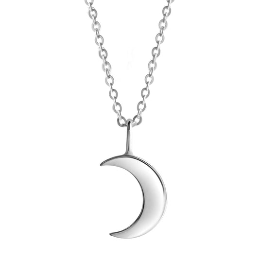 Halskette aus 925 Sterling Silber weiss mit Anhänger Mondsichel