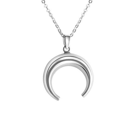 Halskette aus 925 Sterling Silber weiss mit Anhänger Mondsichel