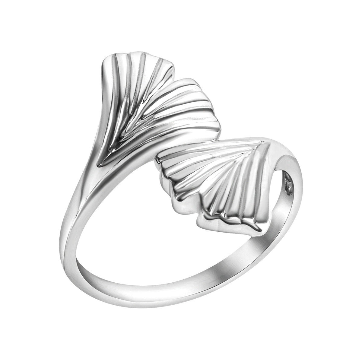 Damenring aus 925 Sterling Silber rhodiniert Motiv Gingko