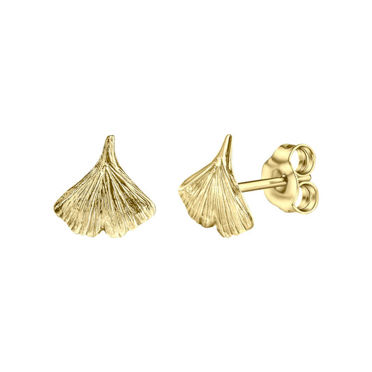 Damen-Ohrstecker aus 333 Gelbgold Motiv Gingko-Blatt