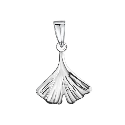 Anhänger aus 375/- Weißgold glanz Motiv Gingko