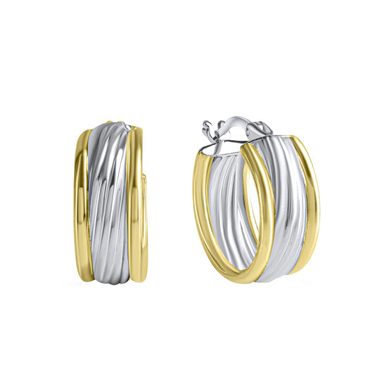 Creolen aus 925/- Sterling Silber rhodiniert teils vergoldet