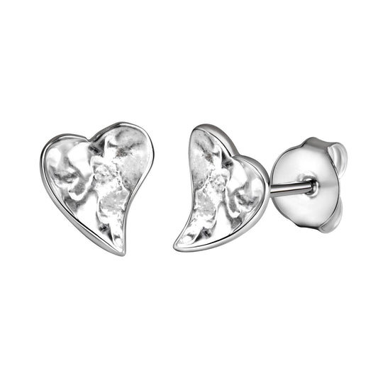 Ohrstecker in Herzform aus 925/- Sterling Silber rhodiniert