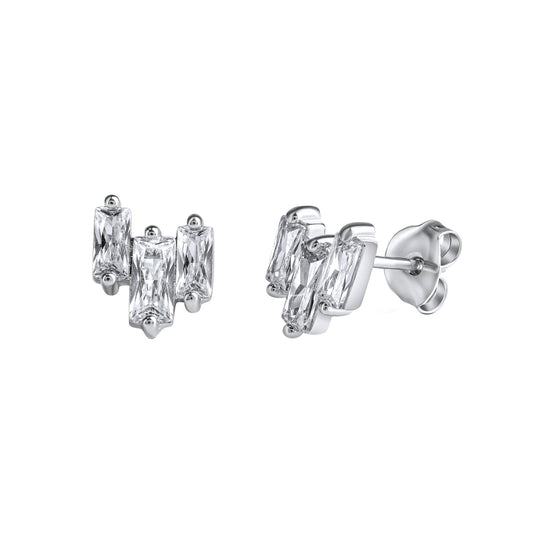 Ohrstecker aus 925/- Sterling Silber rhodiniert mit Zirkonia