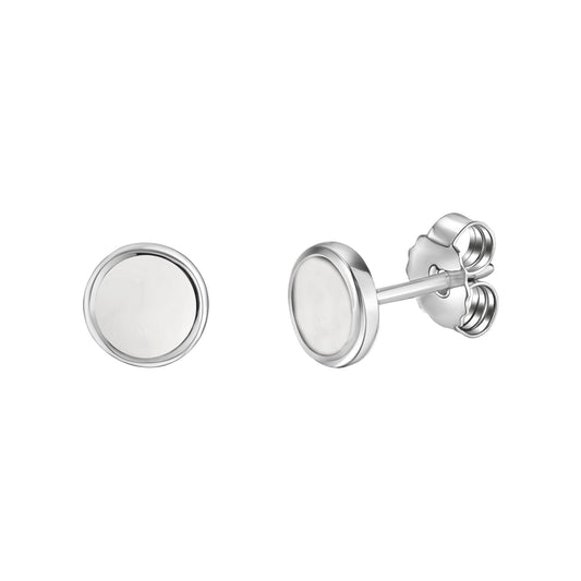 Ohrstecker rund aus 925/- Sterling Silber rhodiniert mit weißem Lack