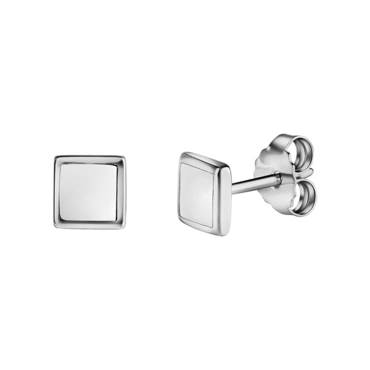 Ohrstecker eckig aus 925/- Sterling Silber rhodiniert mit weißem Lack