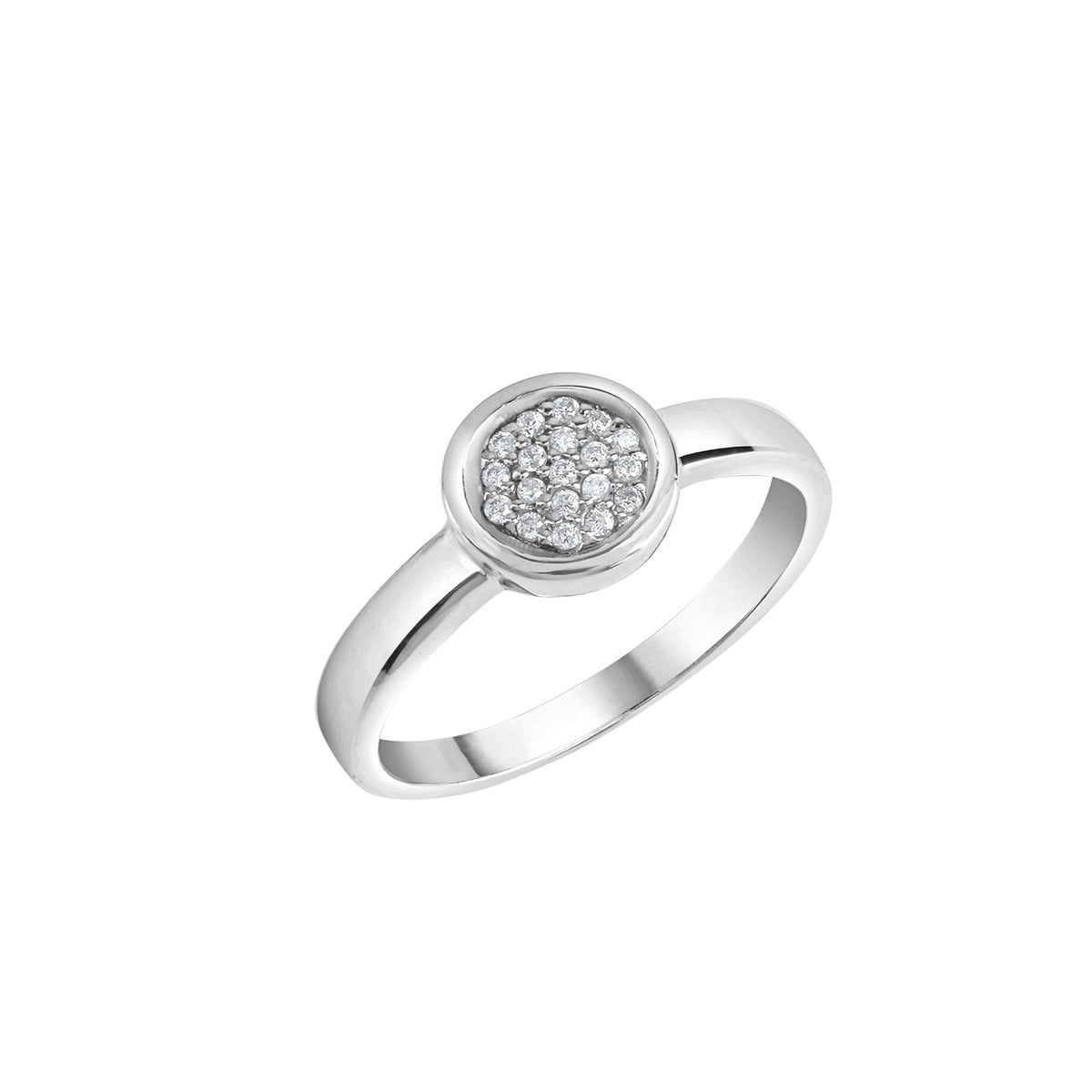 Damenring aus 925/- Sterling Silber rhodiniert mit 19 Zirkonia
