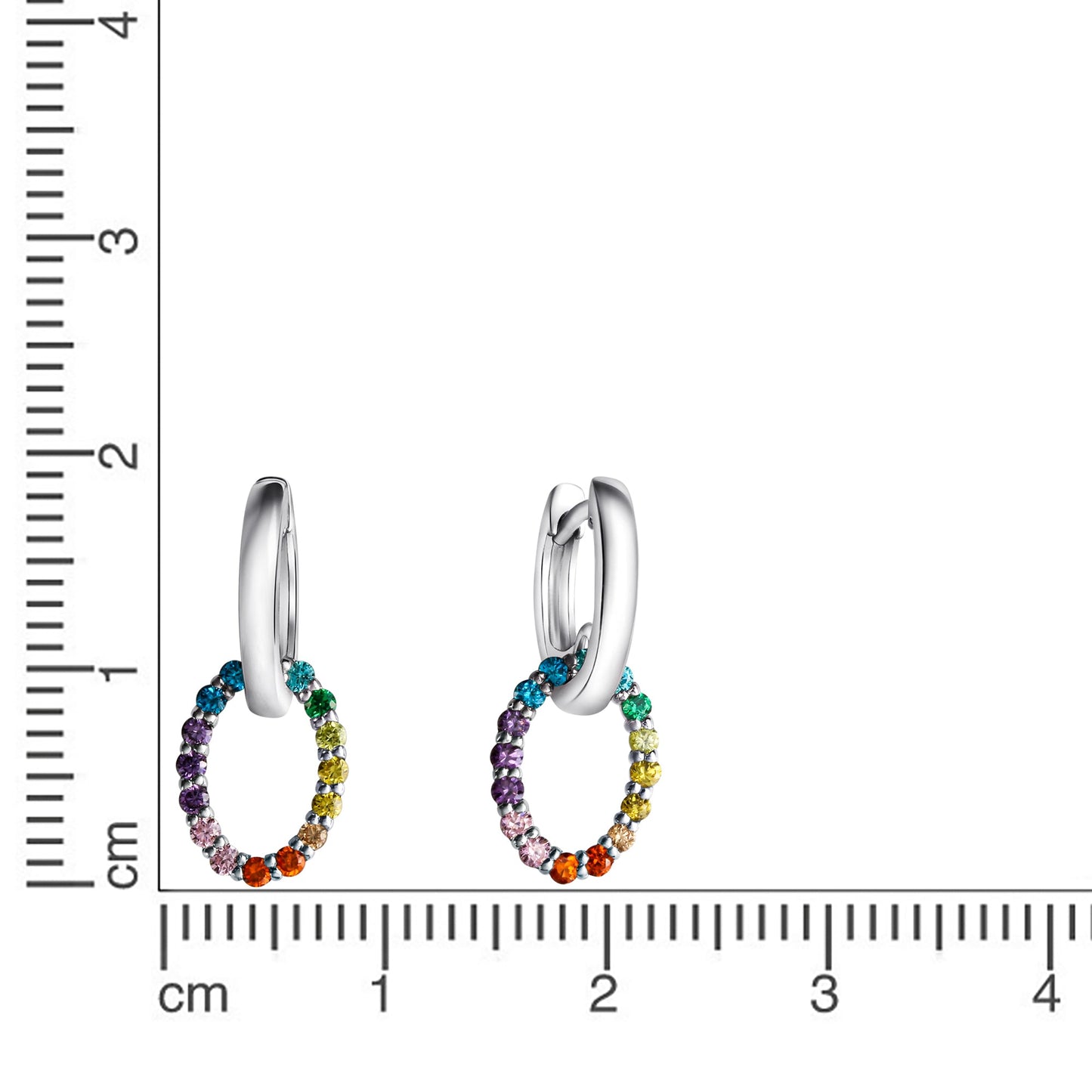 Creolen 925/- Sterling Silber rhodiniert 2,2cm Zirkonia