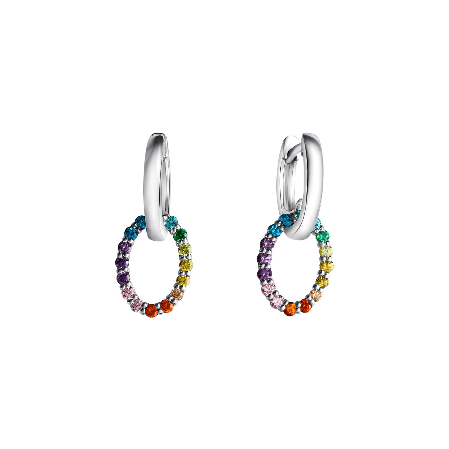 Creolen 925/- Sterling Silber rhodiniert 2,2cm Zirkonia