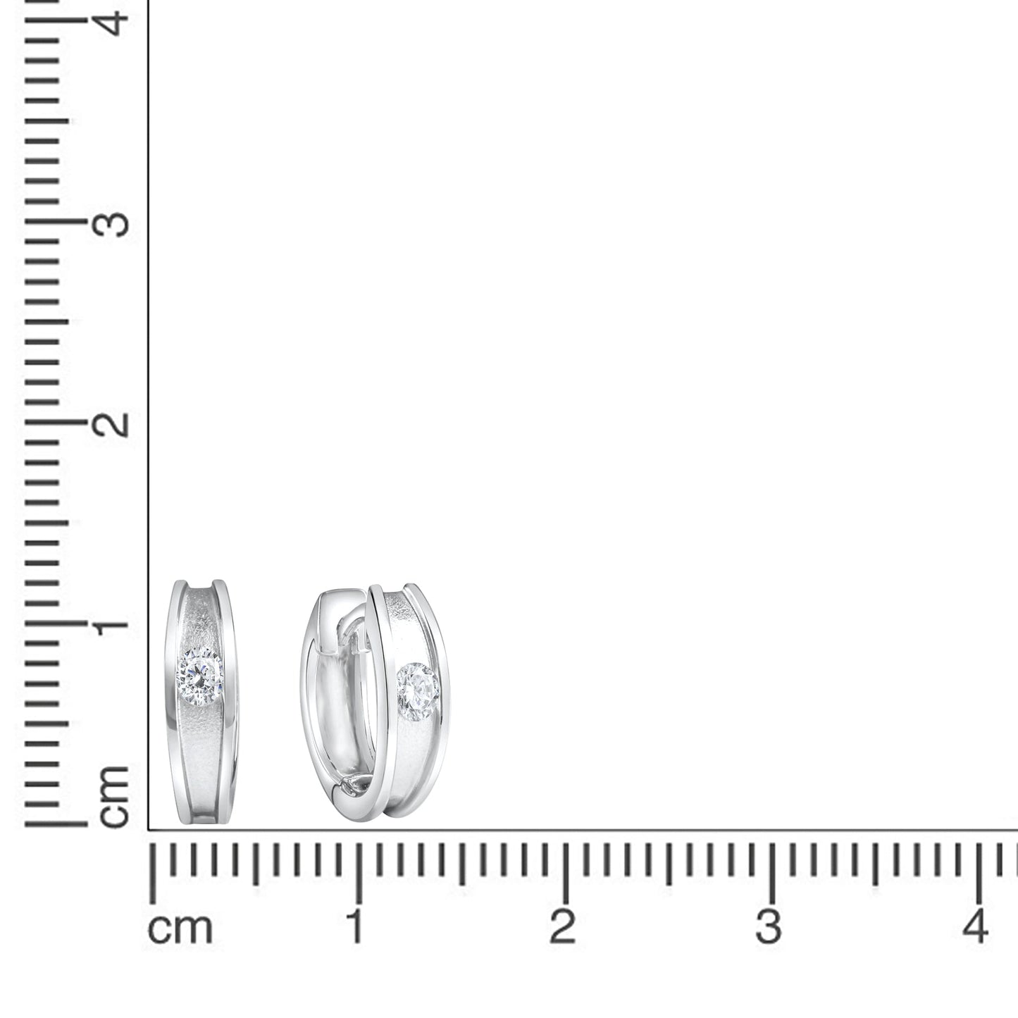 Klappcreolen 925/- Sterling Silber rhodiniert 1,3cm Zirkonia
