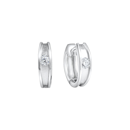 Klappcreolen aus 925/- Sterling Silber rhodiniert mit 2 Zirkonia