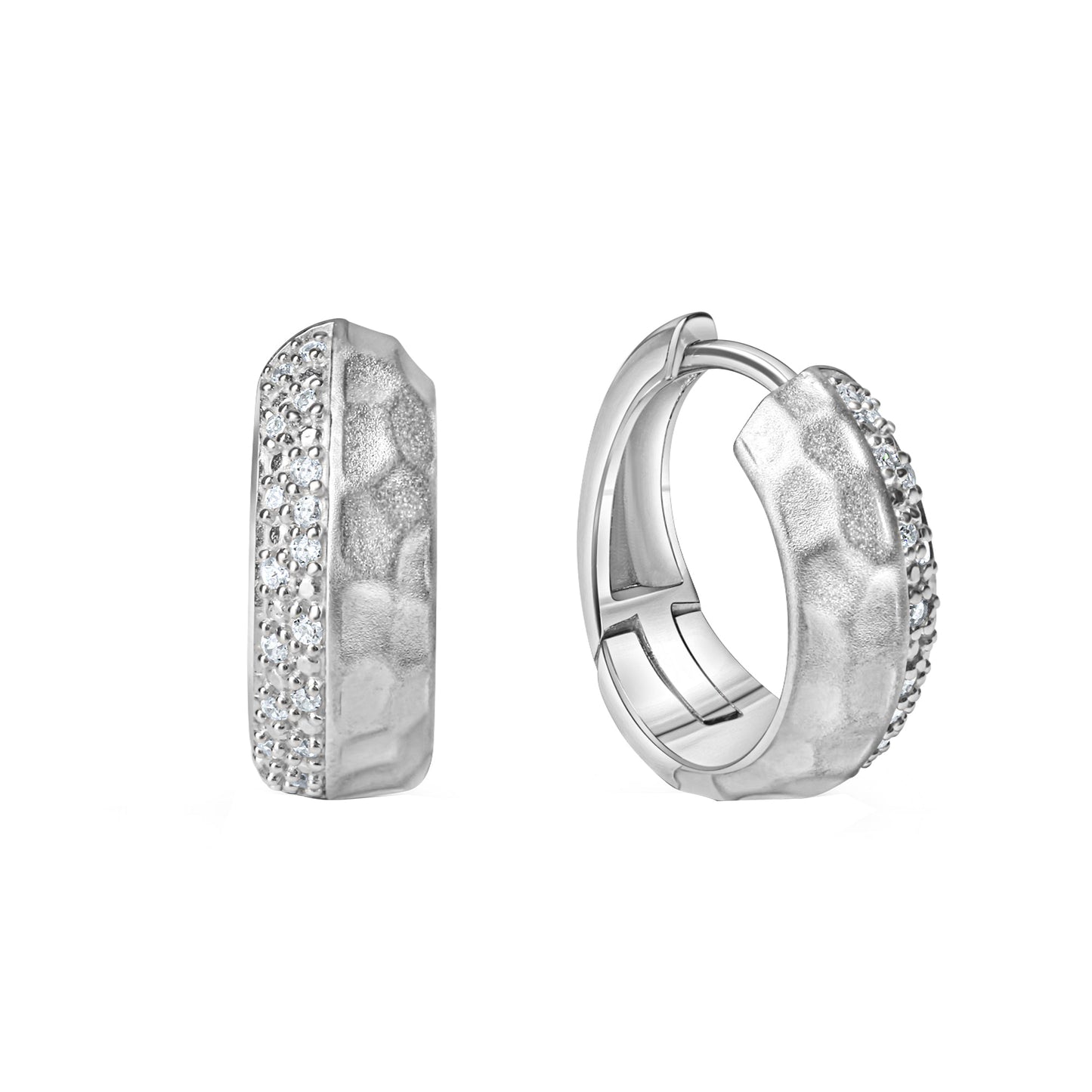 Creolen 925/- Sterling Silber rhodiniert 1,5cm Zirkonia
