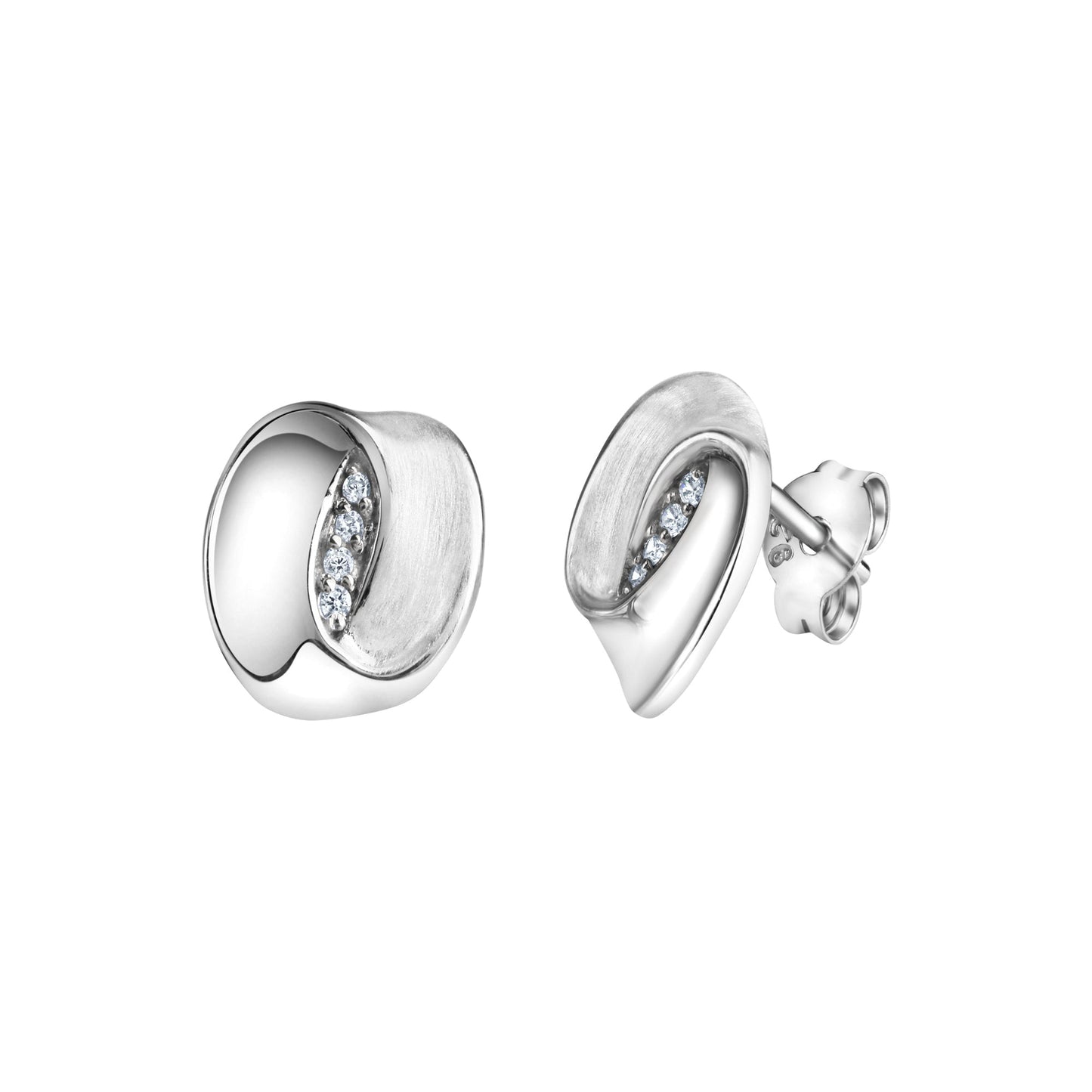 Ohrstecker 925/- Sterling Silber rhodiniert 1,0cm Zirkonia