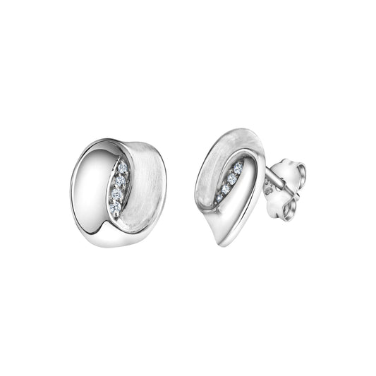 Ohrstecker aus 925/- Sterling Silber glanz/matt mit 8 Zirkonia