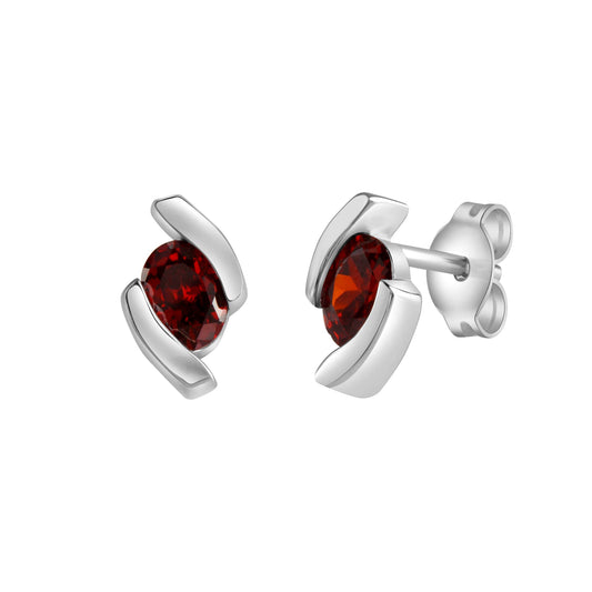 Ohrstecker aus 925/- Sterling Silber rhodiniert mit 2 Zirkonia rot