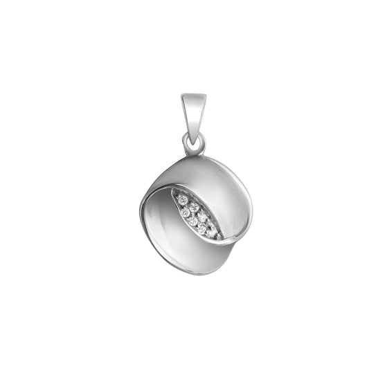 Anhänger aus 925/- Sterling Silber rhodiniert glanz/matt 7 Zirkonia weiss