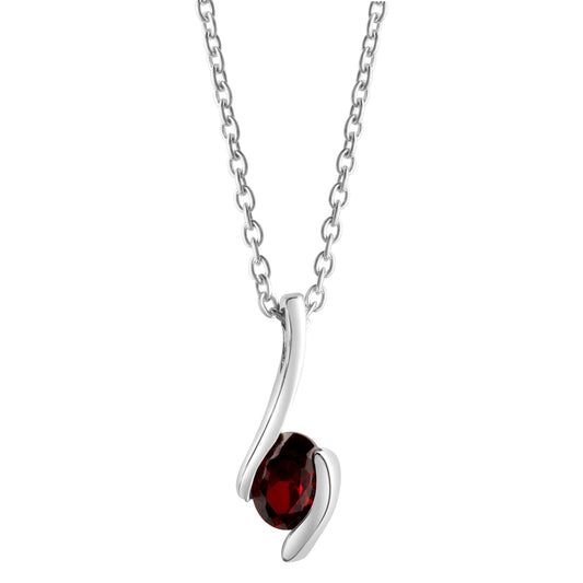 Anhänger mit Kette aus 925/- Sterling Silber rhodiniert 1 Zirkonia rot