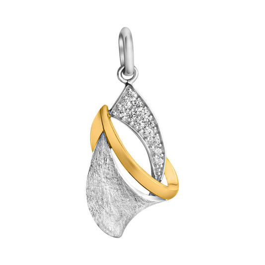 Schmuck Halsketten-Anhänger Damen 925-Sterling Silber rhodiniert teilweise vergoldet mit Zirkonia 3,0cm günstig kaufen
