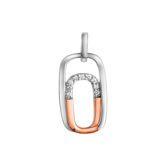 Anhänger aus 925/- Sterling Silber rhodiniert teilweise rose vergoldet mit Zirkonia weiss