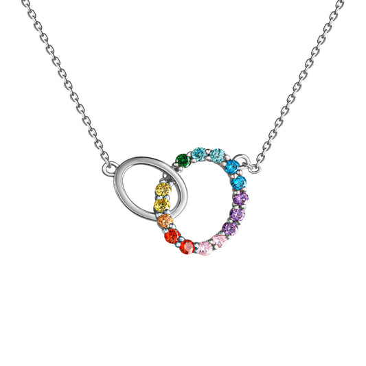 Collier aus 925/- Sterling Silber rhodiniert mit bunten Zirkonia