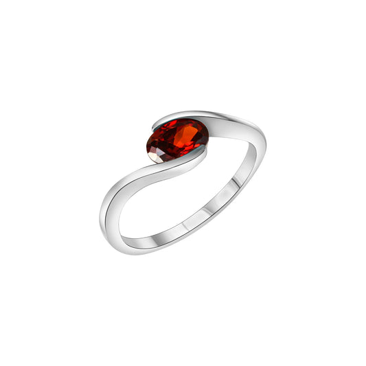 Damenring aus 925/- Sterling Silber rhodiniert 1 Zirkonia rot