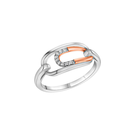 Damenring aus 925/- Sterling Silber rhodiniert teilweise rose vergoldet mit Zirkonia