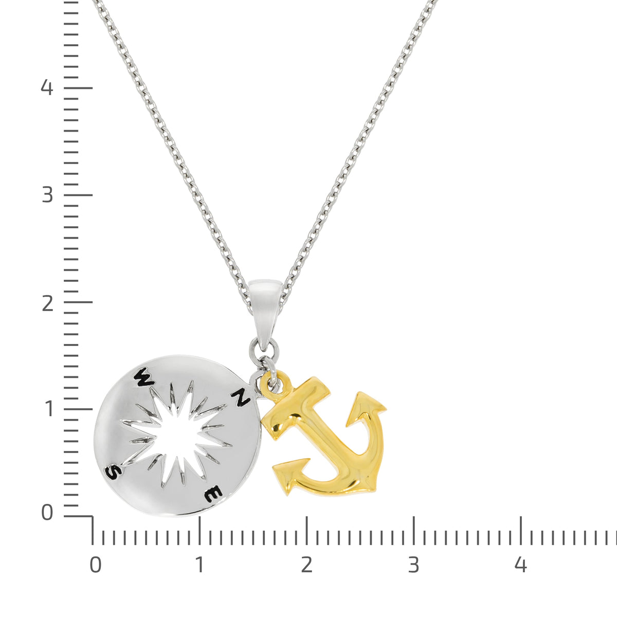 Anhänger mit Kette Ankerkette 925/- Sterling Silber rhodiniert (teil) 45cm