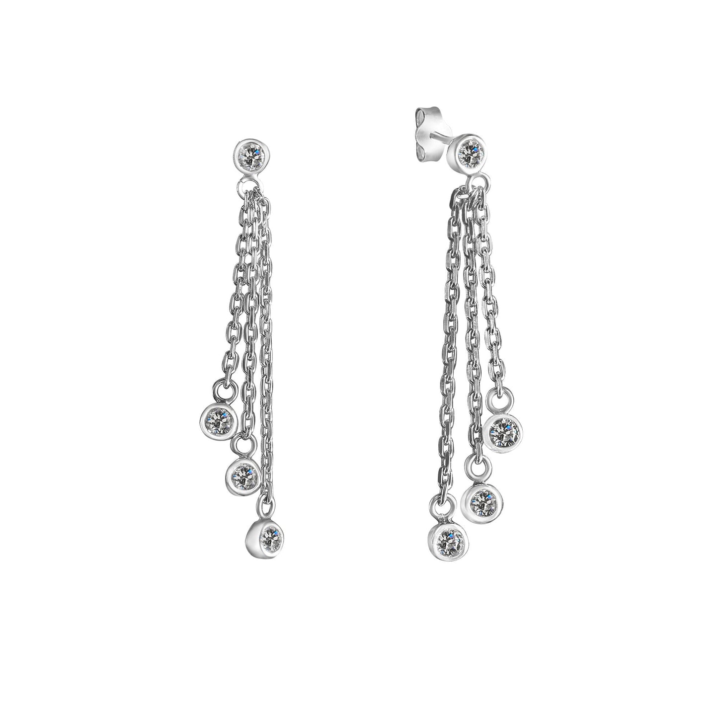 Ohrhänger 925/- Sterling Silber rhodiniert 4,5cm Zirkonia
