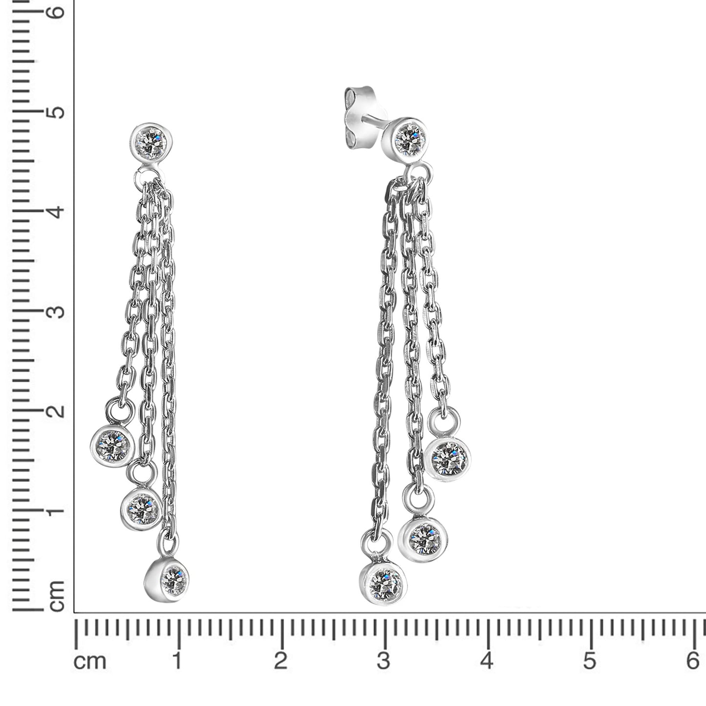 Ohrhänger 925/- Sterling Silber rhodiniert 4,5cm Zirkonia