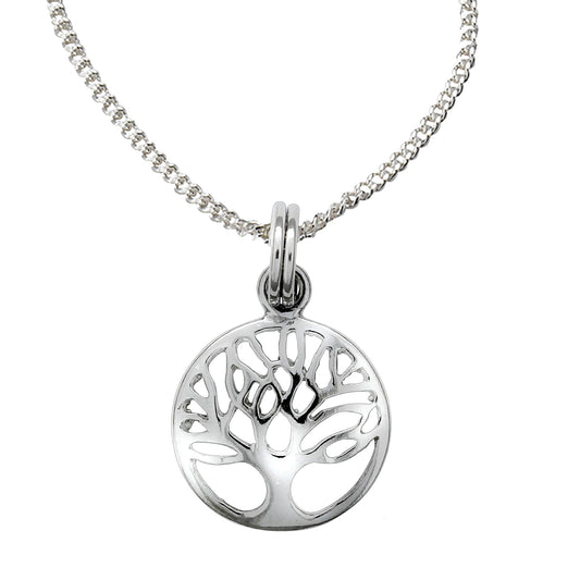 Anhänger mit Kette aus 925/- Sterling Silber rhodiniert mit Lebensbaum 40/45cm