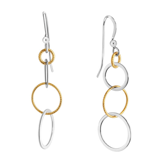 Ohrhaken aus 925/- Sterling Silber rhodiniert teilweise vergoldet 4 Ringe