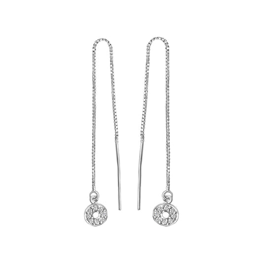 Durchzieh-Ohrringe aus 925/- Sterling Silber rhodiniert mit Zirkonia und 10,5cm Länge
